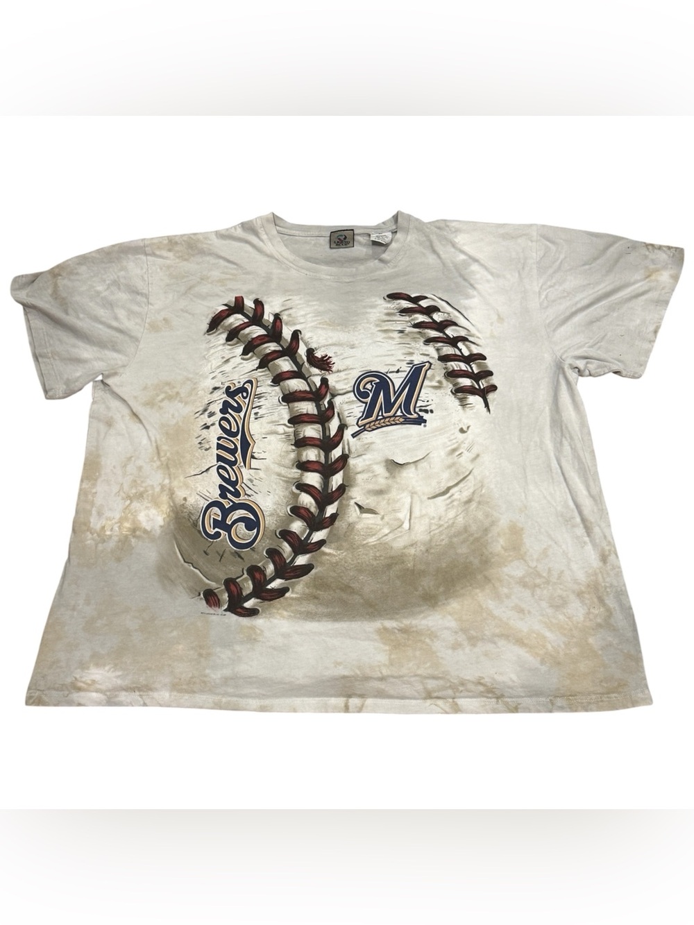 Vintage Liquid Blue Milwaukee Brewers Baseball Short Sleeve Tie Dye T Shirt 4XLB